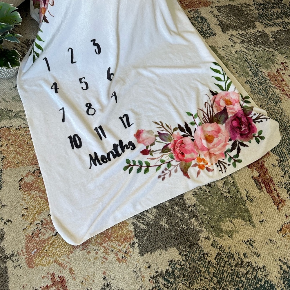 New Floral Baby Gurl Milestone Blanket 40x50” Baby Girl Milestone Blanket Floral - Picture 8 of 16